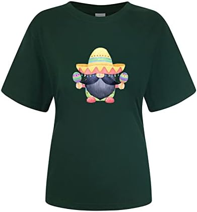 Женски летни врвови фустани лабави фитинг трендовски маички преголеми маички туничен цветник за кратки ракави за кратки ракави