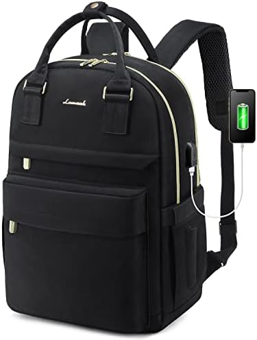 Lavevook лаптоп ранец за жени 15,6 инчи лаптоп торба со USB порта, модни водоотпорни ранци наставници медицинска сестра стилски патувања за патувања
