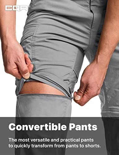 CQR Машки конвертибилни карго панталони, панталони за пешачење отпорни на вода, поштенски светла за истегнување на лесен простор