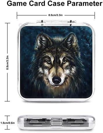 Прекрасна кутија за картички за сликање на волк за држач за кертриџ Nintendo Switch, кој носи кутија за складирање со 12 држач