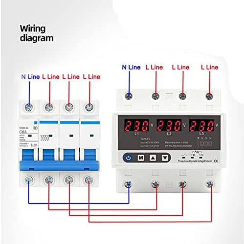 WSSBK 3 фаза 380V DIN Rail Valtmeter Ammeter Ammeter, прилагодлив преку и под напон на струјата на струјата на струјата, за заштитата