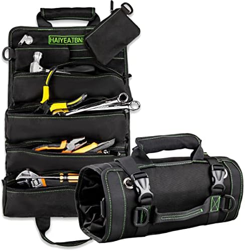 Торба за тркалање на алатки - Организатор со тешки врски со 6 торби со алатки, Организатор на ролни со алатки 1000DX1000D за мотоцикл