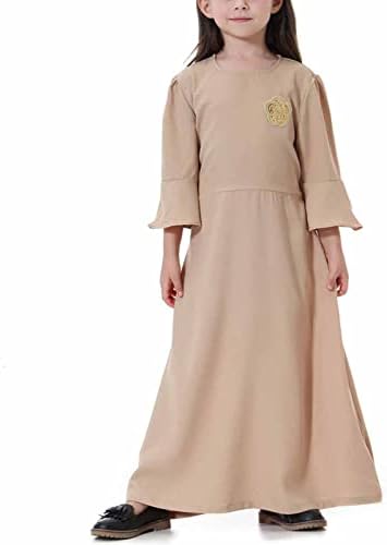 Мали Девојчиња Деца Одблесок Макси Фустан Со Долги Ракави Муслиманска Абаја Наметка Обичен Едноставен Модерен Секојдневен Фустан Во Исламски