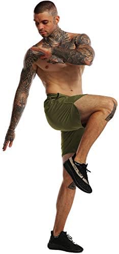 Flyfirefly машки салата фитнес фитнес шорцеви за тренингот што трчаат кратки панталони со џебови