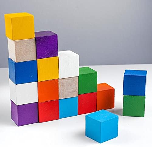 Keileoho 100 парчиња 1,25 инчи мали дрвени блокови, недовршени дрвени коцки, цврсти празни квадратни блокови за занаети, сликање,