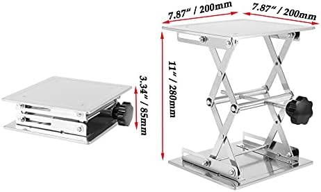 Joikit 2 парчиња 8 x 8 инчи лабораториски приклучок за ножици, табела за лифт од не'рѓосувачки челик, лабораториски штанд за лифт, висина на подигнување на лифтот од 85мм д