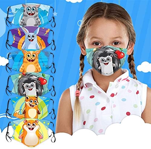 Пенит 1/6pc деца момчиња девојчиња цртани филмови за животни, симпатично печатење прилагодливи вметнати памучни памучни маски -маски -досади од