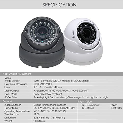 SecurityVideoDirectirect SVD HD-TVI 1080p купола безбедносна камера со метално куќиште и одлично ноќно гледање црно
