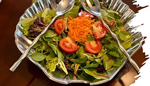 Дрвени прибор за сервирање со елегантно обликувани и универзални во повеќето чинии за салата- одлично за сервирање салати, зеленчук- совршен
