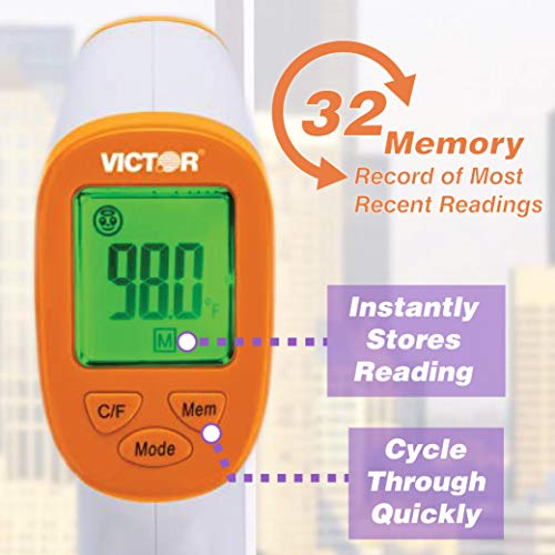 Виктор Т9000 Бесконтактен Дигитален Инфрацрвен Термометар за Челото и Зглобот, За Возрасни И Деца, Брзо Читање Од 1 Секунда, Дисплеј За Предупредување
