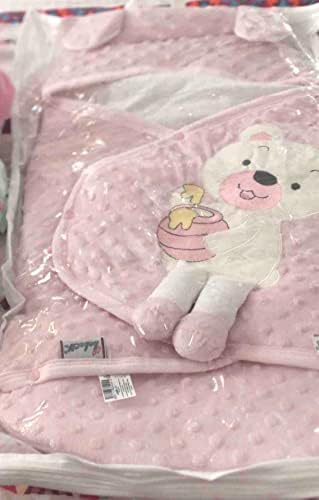 Бебе ќебе со велбоа, памучен материјал розова боја, 100 x 100 големина/димензии, бебешки бебе, домашно текстил мебел