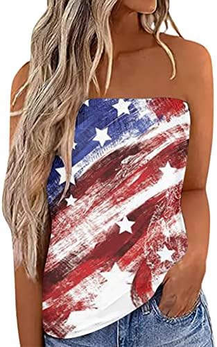 4 -ти јули кошули резервоар за врвови за жени во САД знамето лето случајна кошула без ракави патриотски starsвезди ленти со атлетски резервоари