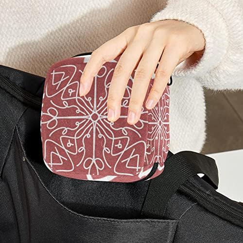 Оријукан санитарна торба за складирање на салфетка, торба за преносен период за жени девојки менструална чаша торбичка, етнички розови линии цветни