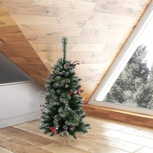 Викерман 3 'Снег ги вртеше бор и бери вештачко новогодишно елка, сезонски затворен украсен украс со декоративна база на буралап