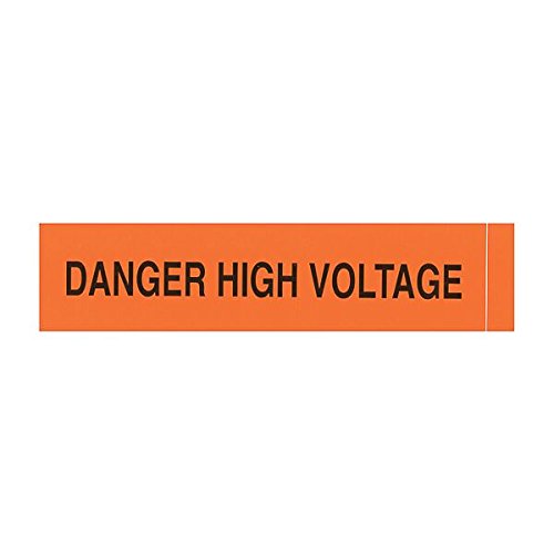 Напон маркер, легенда „Опасен висок напон“, 9 должина x 2-1/4 Висина, винил чувствителен на притисок, црна на портокал