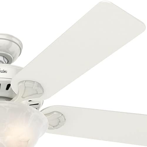 Компанија за обожаватели на Хантер, 53251, најдобриот бел бел таван вентилатор на 52 инчи со LED светлосен комплет и ланец за влечење