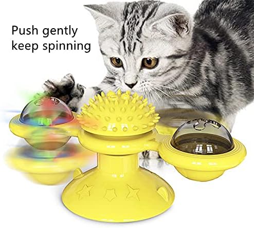 NC Windmill Cat Toy со топката Catnip Ball & LED топка мачка задева за задевање интерактивни играчки масажа зачудувачки ветерници