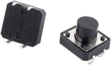 X-Ree 10PCS 12MMX12MMX9MM PANEL PCB Моментарна контакт Тркалезна црна копче за напојување на копчето за напојување 4 Терминали (10PCS