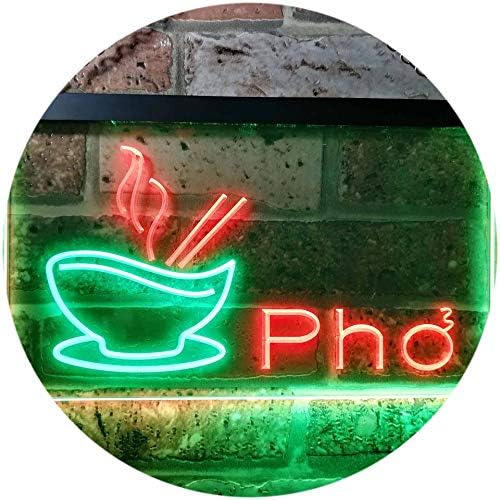 Advpro pho Виетнамски тестенини ресторан со двојна боја предводена од неонски знак зелена и црвена 16 x 12 ST6S43-I0459-GR
