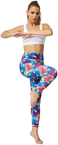 Уио-веиу-печатени печатени јога панталони за тренингот за вежбање за жени за контрола на стомакот со џеб
