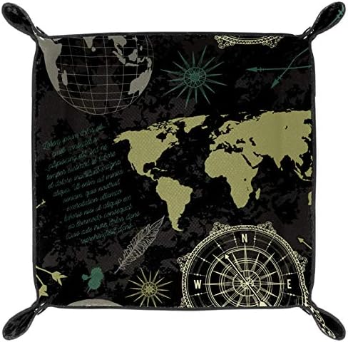 Lyetny Vintage Black Pirate Наутички мапа компас Телескоп Организатор Поддршка за чување кутија за складирање на креветчиња за кревет