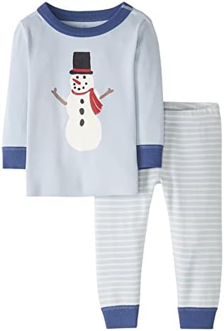 Месечината и назад од Хана Андерсон Унисекс Детска органска празнична семејна празнична форма што одговара на 2 парчиња пижама, пакет од