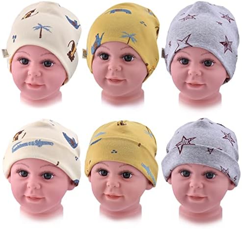 Wkjho 3 компјутери новороденче унисекс бебешки бебиња капа девојки и момчиња мека памучна капа, симпатична турбанска капа за