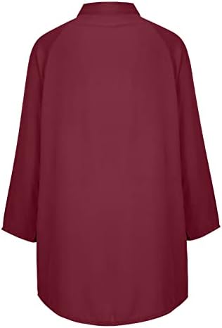 Копче за маици со маици со женски памук надолу 3/4 ракав Кафтан против вратот преголем долг туничен мини фустан со џебови
