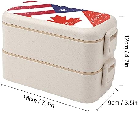 Ретро Америка Канада Знаме Бенто Кутија За Ручек 2 Преграда Контејнери За Складирање Храна Со Лажица И Вилушка