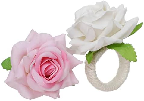 Xjjzs 6pcs вештачки розови цветни салфетки прстенести прстени за прстени за прстени за домашни ресторани за свадбени маса за свадби декор