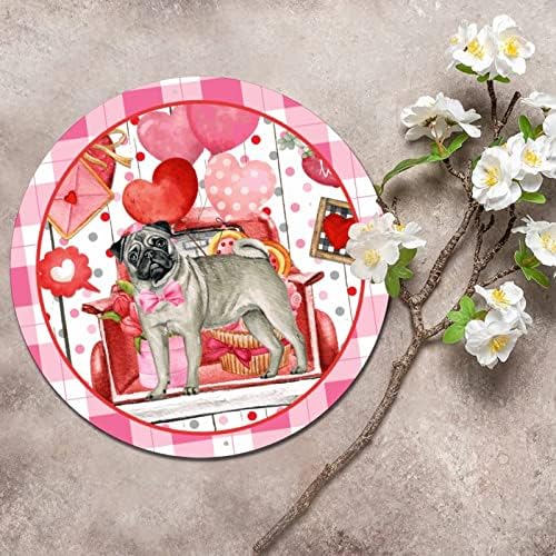 Тркалезен метален знак Денот на в Valentубените домашни миленици за домашни миленичиња и loveубовни срца галони кружни венец знак гроздобер