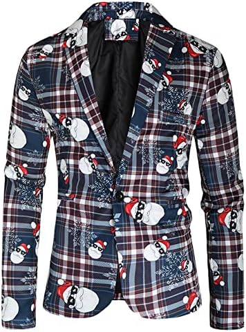Машка модна лежерна Божиќна Божиќна печатена костум јакна Топ блуза нечистотија патека за трки за мажи за мажи