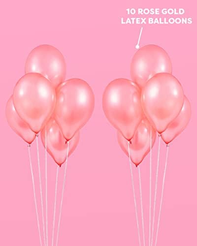 XO, Декорации за забави на Фети Бачелорет - Мис на г -ѓа Балон комплет - розово злато - 16 Мис на балони на г -ѓа Фолија + 10 балони со розово