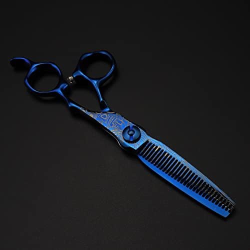 Ножици за сечење на косата, 6 -инчен професионален ножици за ножици сини дамаск ножици за коса, сечење на берберски алати за