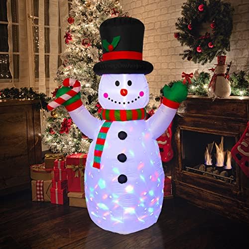 7 ft Божиќно надувување Снежен човек, украси на отворено во двор Вграден проектор LED светло извалкајте Божиќни украси за двор,