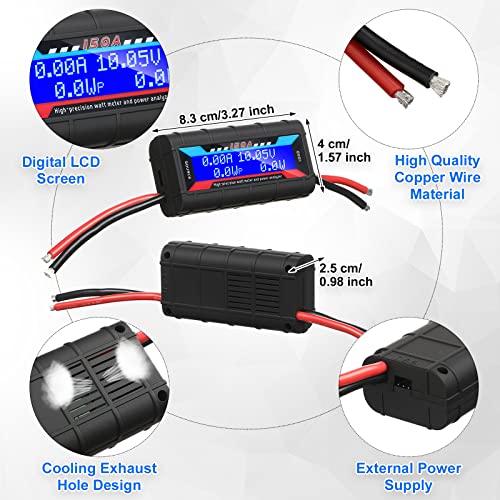 2 PCS150A Висока прецизност Ват мерач Анализатор на моќност на батеријата Монитор за перформанси на батеријата Монитор за напојување на мерачот со дигитален LCD екран з