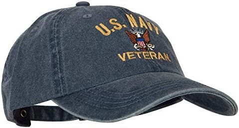 E4hats.com Ветеран на морнарицата на САД, извезена капаче за измиена голема големина