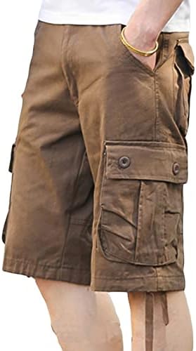 Менс-ГJ Менс лесни мулти џебни шорцеви лабави вклопени памучни обични карго шорцеви на отворено тактичко лето кратки панталони