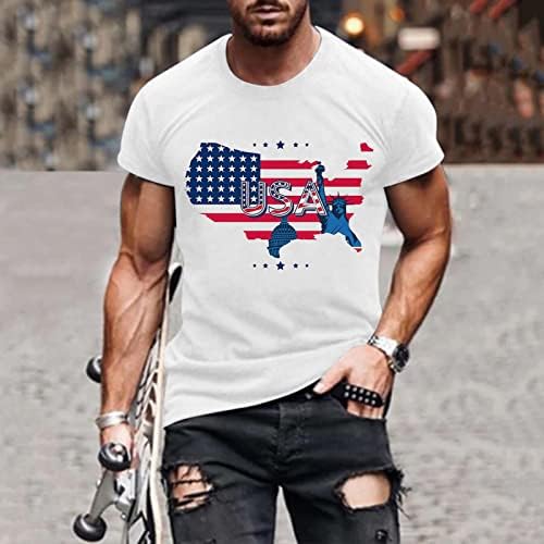 Денот на независноста на Денот на независноста во војникот кратки ракави маици за мажи, знаме на САД Патриотски екипаж, маичка со атлетски