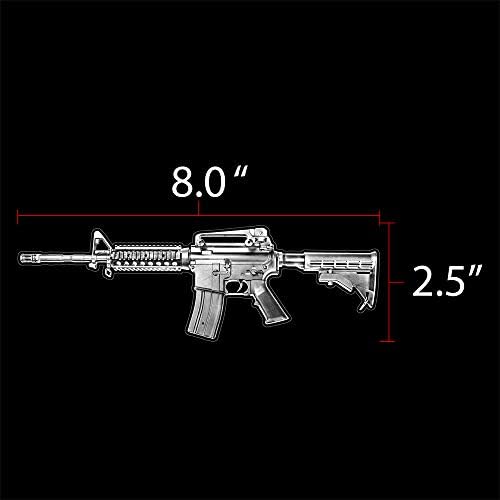 AR15 Assault пушка чиста налепница за винил за прозорец, детален пиштол знак за уметност за печатење дизајн-бело