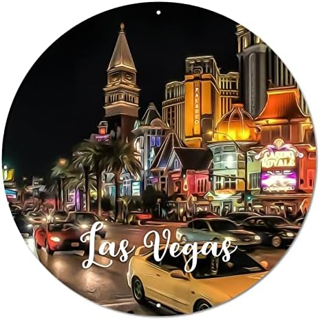 Гроздобер метален знак Плакета Американска држава Невада, Лас Вегас Сити Скај, Скај, Скај, градски пејзаж, градски поглед, ретро бар -бар
