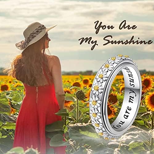 925 сребрени прстени за вознемиреност стрес што ги олеснува жените мажи мажени цвет удобност одговара на свадбениот бенд прстен за неа