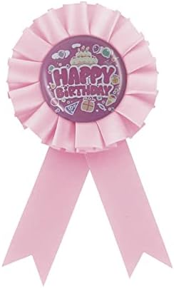 Пинк розета сатенска ткаенина Среќна роденден девојче залак со значка за знаме, пин за роденден на бебе девојче, роденденски подарок за деца,