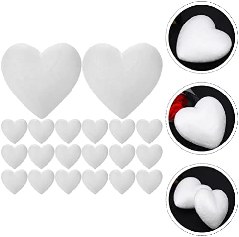 Запостави 20 пакувања бели топчиња од пена во форма на срце, занаетчиски срца од пена полистирен пена срце за DIY занаетчиски моделирање
