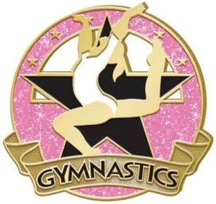 Круна награди сјајно гимнастика скут -пин - иглички за гимнастика со розова starвезда
