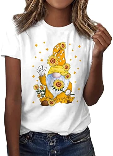Основни маички за жени 2023 Фестивал на медоносни печати печатени врвови со кратки ракави на вратот, врвни блузи, маички и блузи