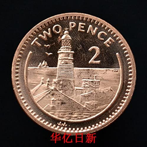 Британски Гибралтар Монета 2 Денар 2000 Европа Светлината Кула Кралицата Аватар 26мм