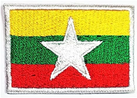 Кленплус 3 парчиња. 1. 2Х1, 7 ИНЧИ. Знаме на мјанмар Извезена Апликација Железо На Шиење На Печ Плоштад Форма Знаме Земја Закрпи За Декоративна