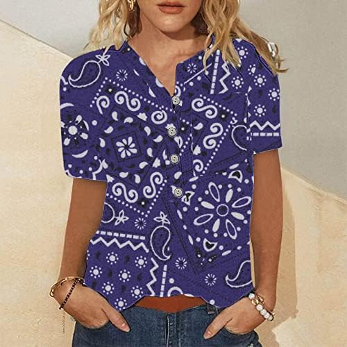 Женски модни кратки ракави врвови облечени соодветни летни графички цветни печатени трендовски блузи летни маички за жени за жени