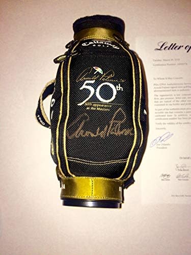 Арнолд Палмер потпиша/автоматска мини голф торба 50 -годишнина на Мастерс ПСА/ДНК - Автограмирани торби за голф